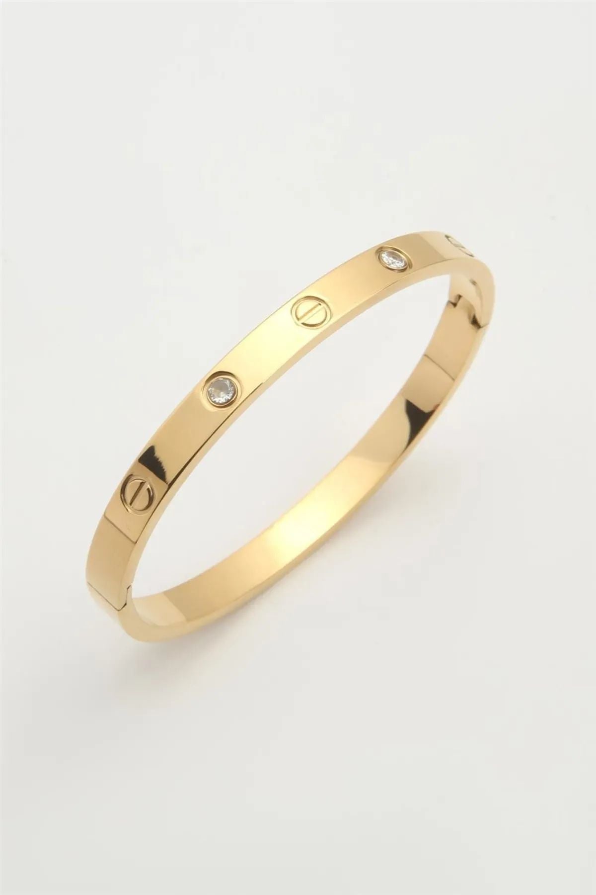 Premium Cartier Stainless Steel Gold Zircona Bracelet For Women & Girls