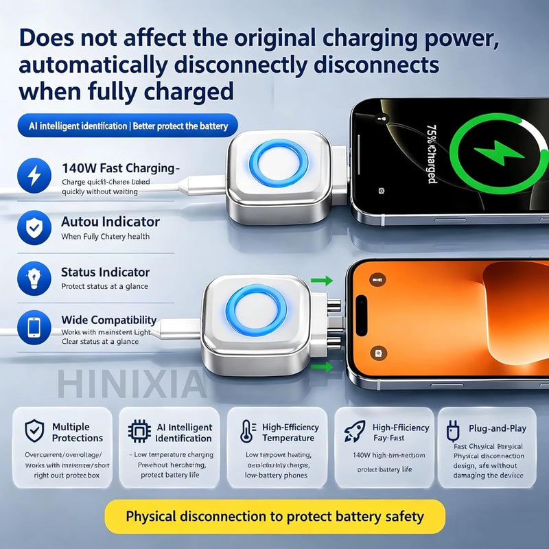Smart Auto Eject Fast Charging Adapter — شاحن سريع ذكي بخاصية الإخراج التلقائي