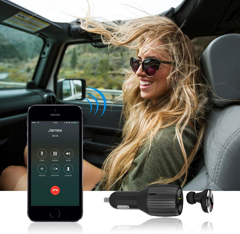 Bluetooth Headset Car Charger – Hands-Free Driving — شاحن سيارة مع سماعة بلوتوث – قيادة بدون استخدام اليدين