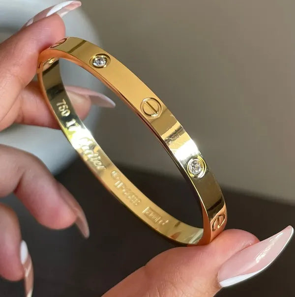 Premium Cartier Stainless Steel Gold Zircona Bracelet For Women & Girls