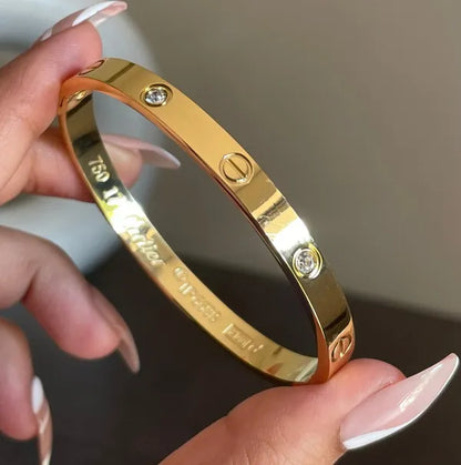 Premium Cartier Stainless Steel Gold Zircona Bracelet For Women & Girls