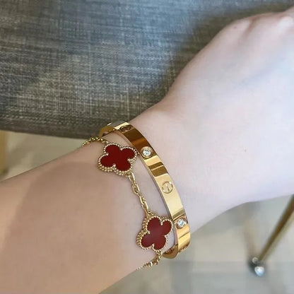Premium Cartier Stainless Steel Gold Zircona Bracelet For Women & Girls