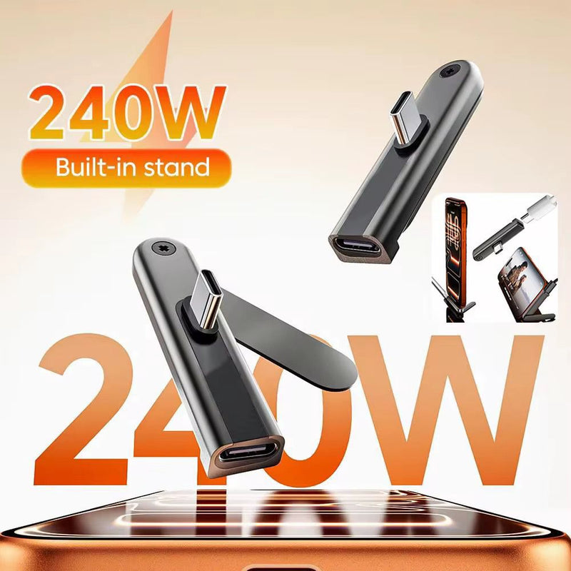 USB-C Foldable Phone Stand Adapter — محول USB-C متعدد الاستخدامات مع حامل هاتف قابل للطي